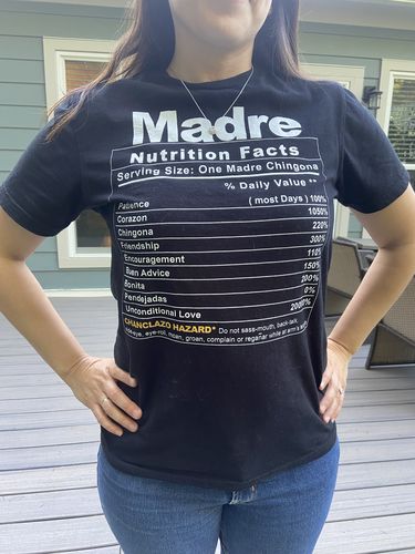 Customer photo review of Madre Nutrition Facts Unisex T-Shirt