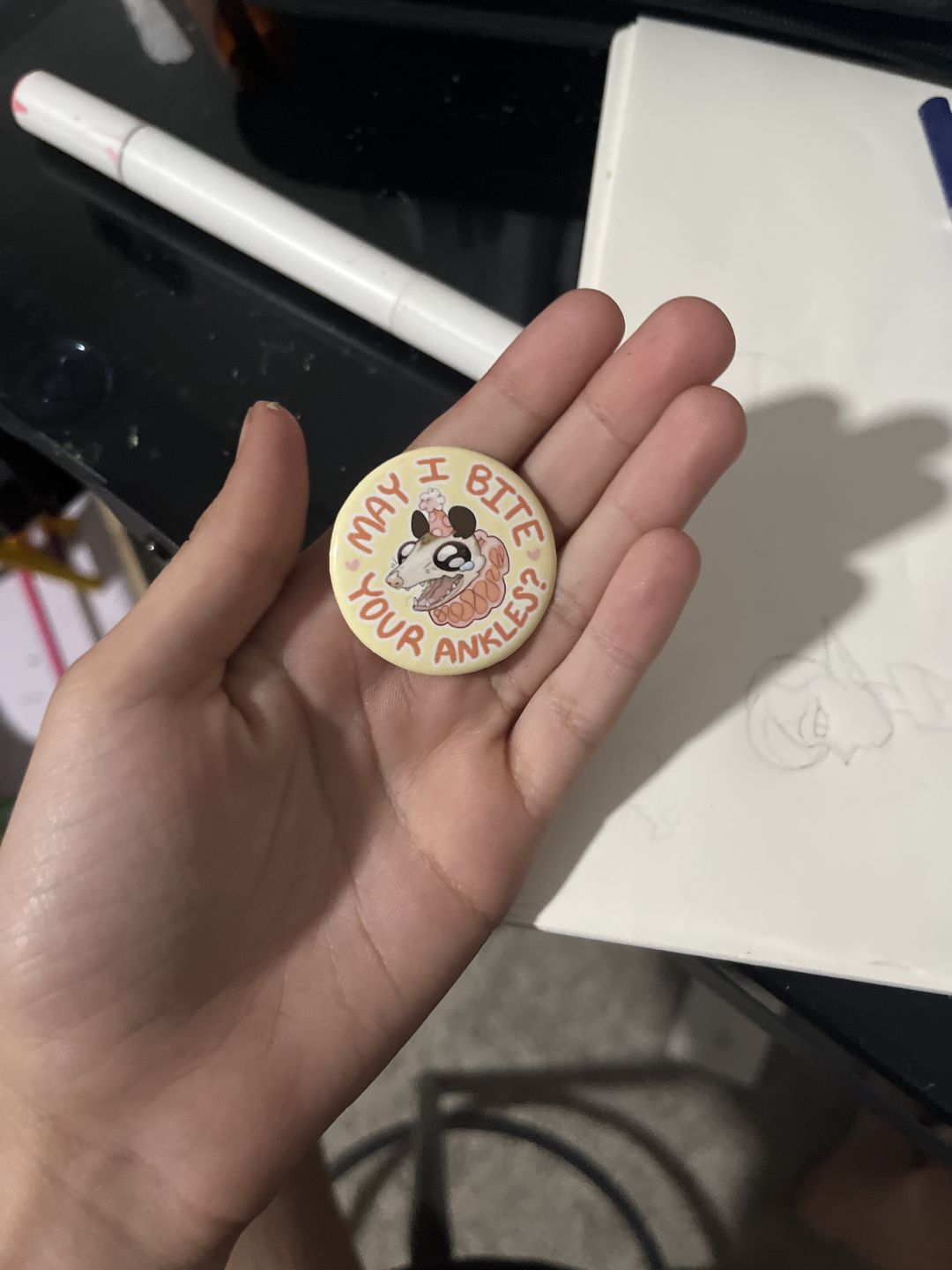 Customer photo review of Party Opossum Buttons