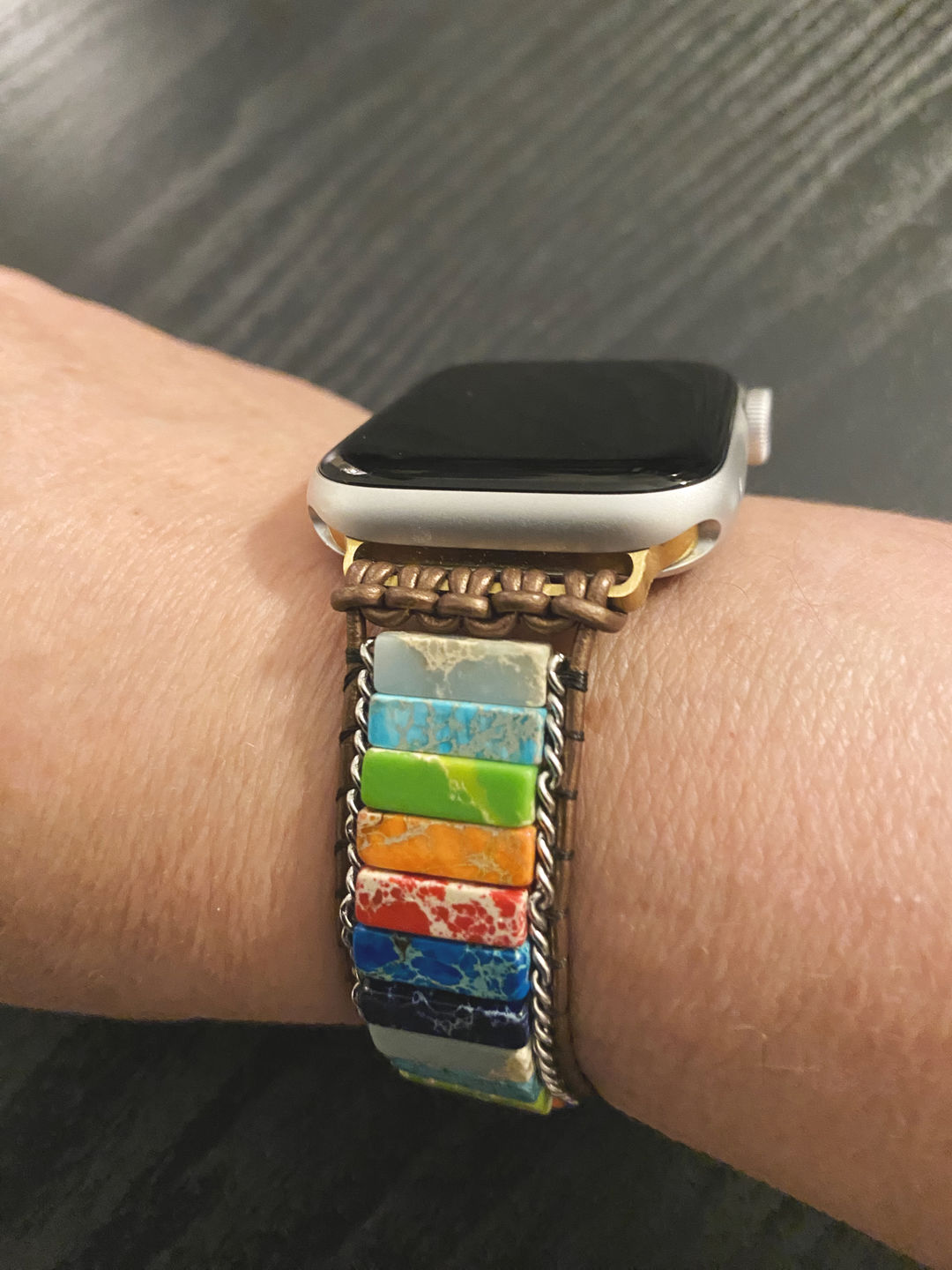 Customer photo review of Healing Topaz Apple Watch Strap