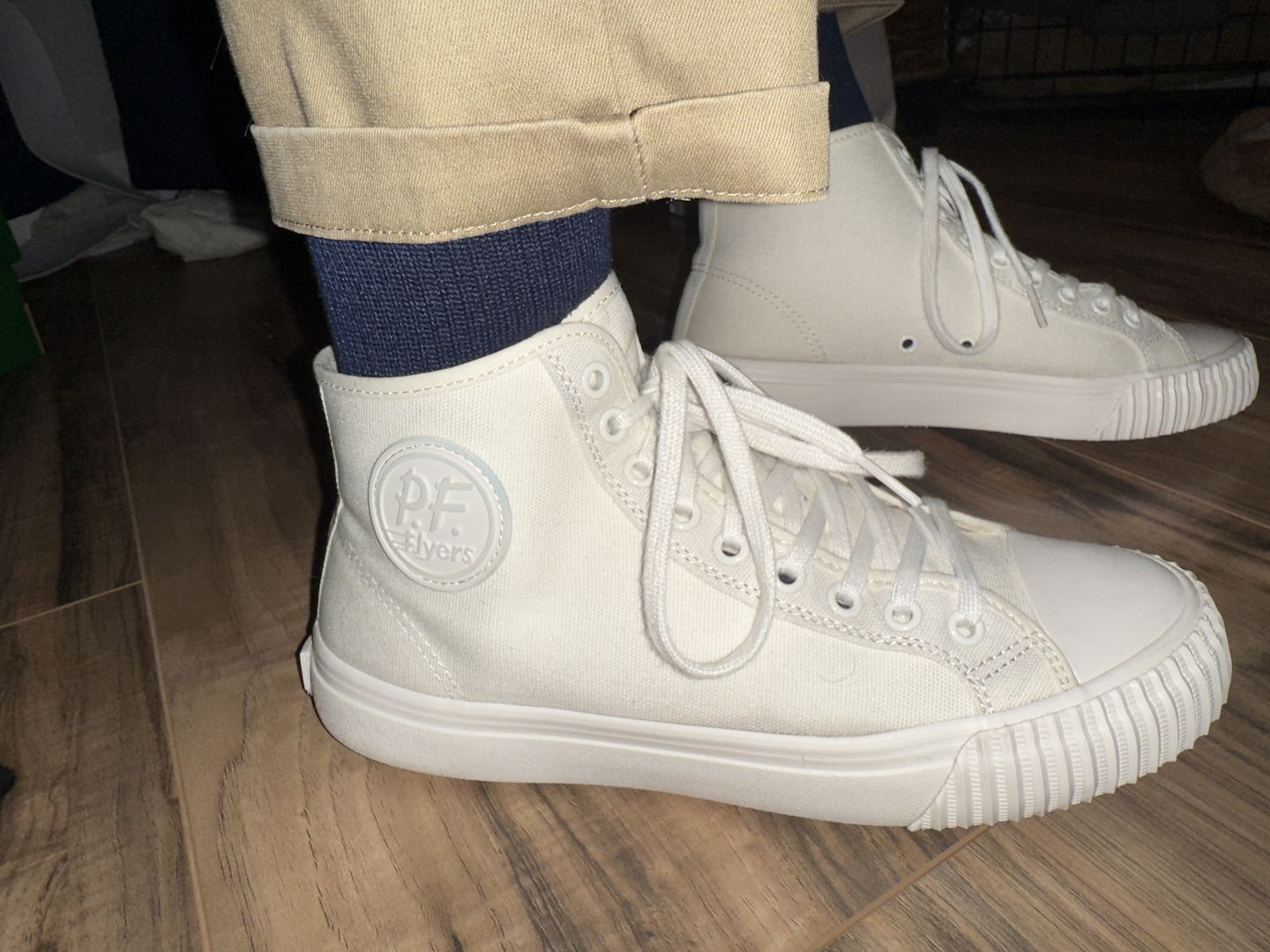 Customer photo review of Sea Salt Center Hi Top | Unisex Canvas Sneaker