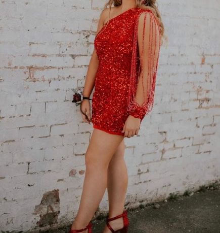 Customer photo review of Red Sequin on Velvet