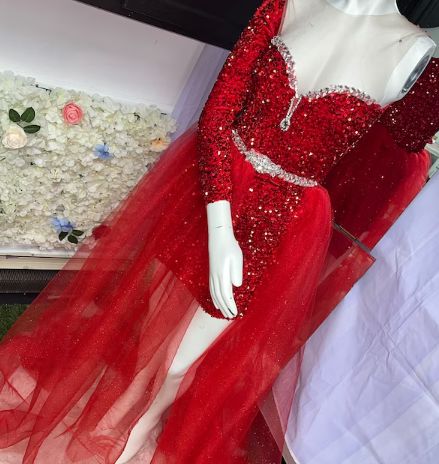 Customer photo review of Red Sequin on Velvet