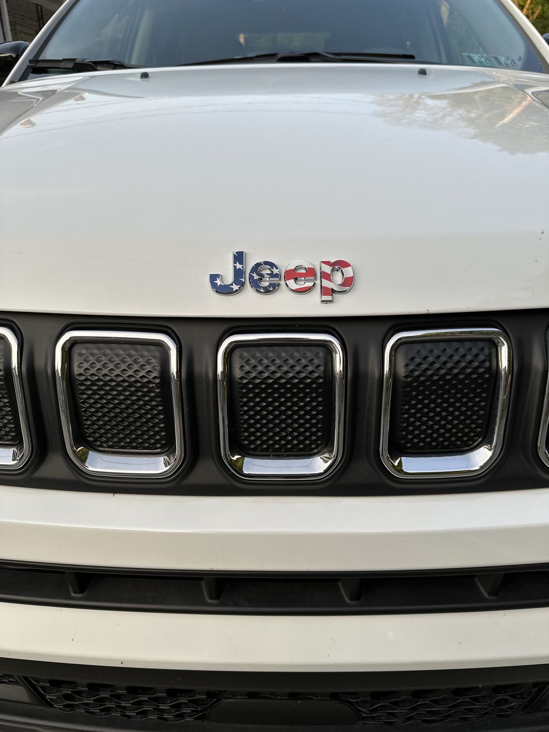Customer photo review of JEEP Emblem Overlay Decals – American Flag Print | Fits Grand Cherokee, Cherokee, Compass, Renegade, Liberty & Patriot
