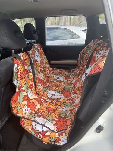 Customer photo review of Rustic Blooms Dog Car Seat Covers