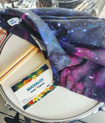 Customer photo review of Beautiful Nebula Outer Space Button Up Shirt