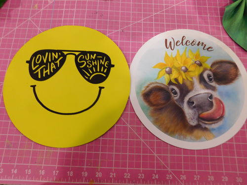 Customer photo review of Set of 5, 10" Round Sublimation Blank DEI-003, Blank Metal Sign