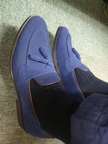 Customer photo review of Rocky Tassel Loafer - Royal Blue Suede Leather (Flexi-Sole)