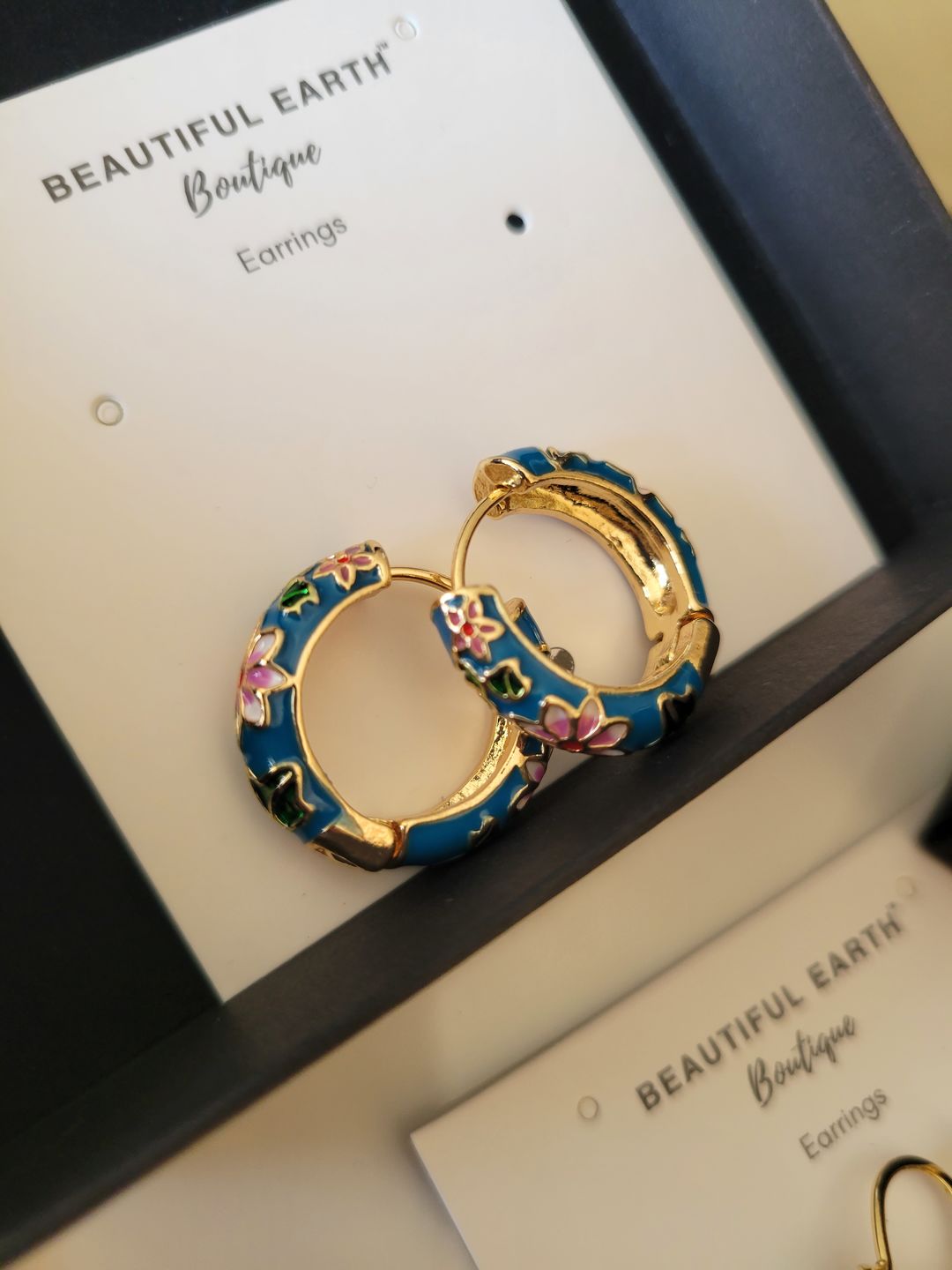 Customer photo review of Gold Hoop Flower Earrings