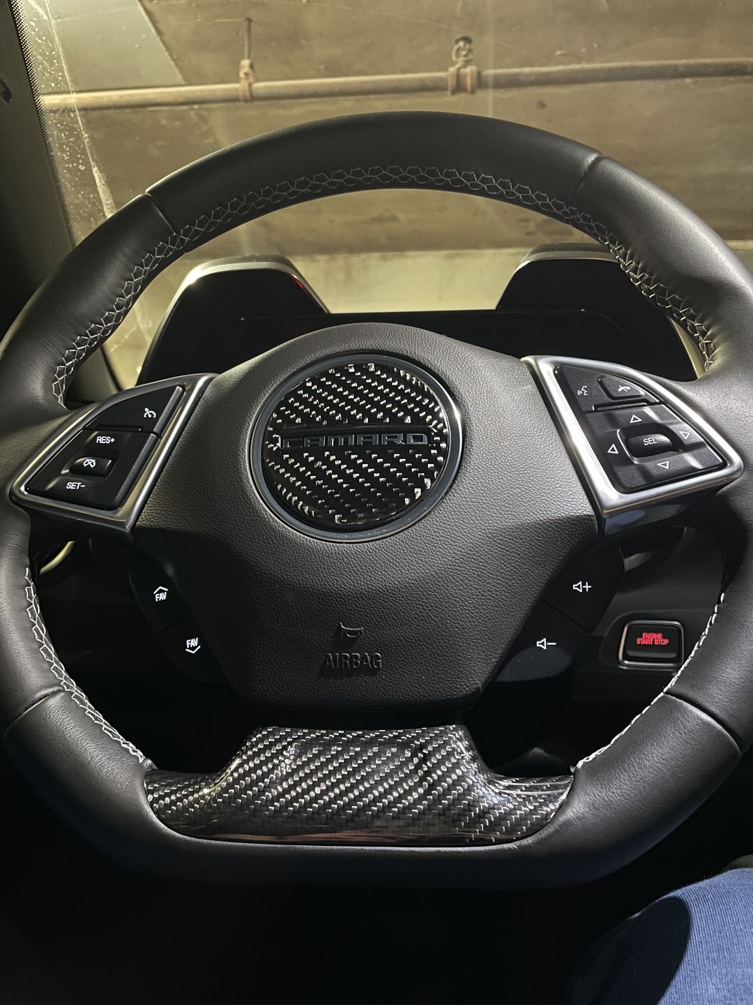 Customer photo review of Carbon Fiber Steering Wheel Center Overlay For Chevy Camaro 2016-2023