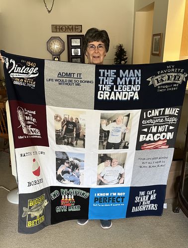T-shirt quilt with family, humor themes