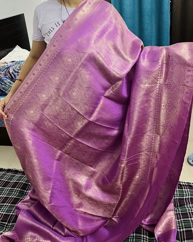 Customer photo review of Iris Purple Dual Tone Kanjivaram Silk Saree