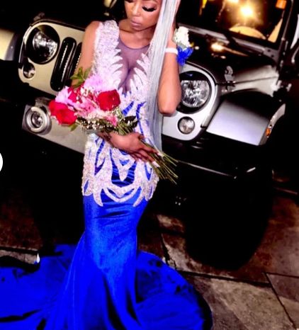 Customer photo review of Royal Blue Stretch Velvet