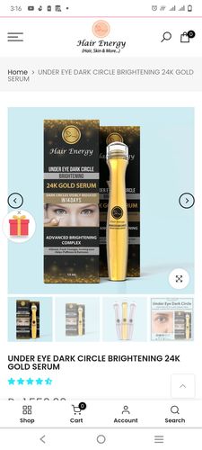 Customer photo review of UNDER EYE DARK CIRCLE BRIGHTENING 24K GOLD SERUM