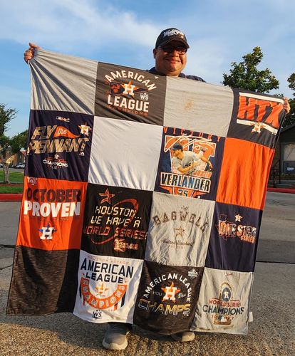 T-shirt quilt featuring houston astros by JOSE from TX