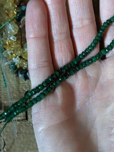 Customer photo review of 14.5" 2x4mm green dyed jade Rondelle faceted gemstone beads