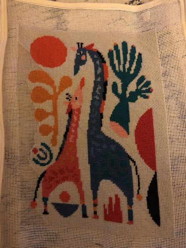 Customer photo review of Giraffes Needlepoint Kit