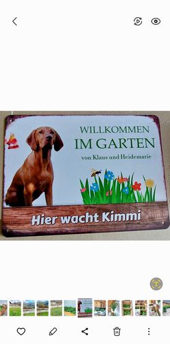 Customer photo review of Hunde Garten-Schild personalisiert mit Foto & Text (UV- und wetterfest)