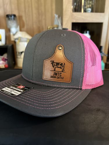 Customer photo review of Ear Tag Custom Leather Patch Trucker Hat - Richardson 112