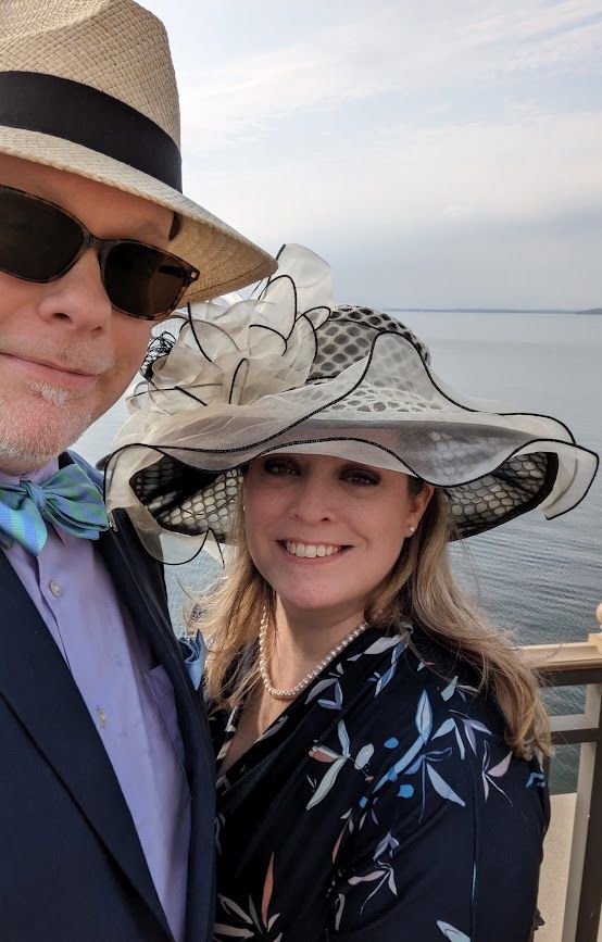 Customer photo review of Low Country Boil Green & Blue Striped Bow Tie