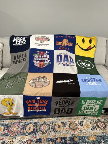 T-shirt quilt featuring new york mets, new york jets by Kimberly from NY