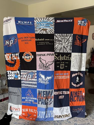 T-shirt quilt featuring new paltz swimming by Lauren from NY