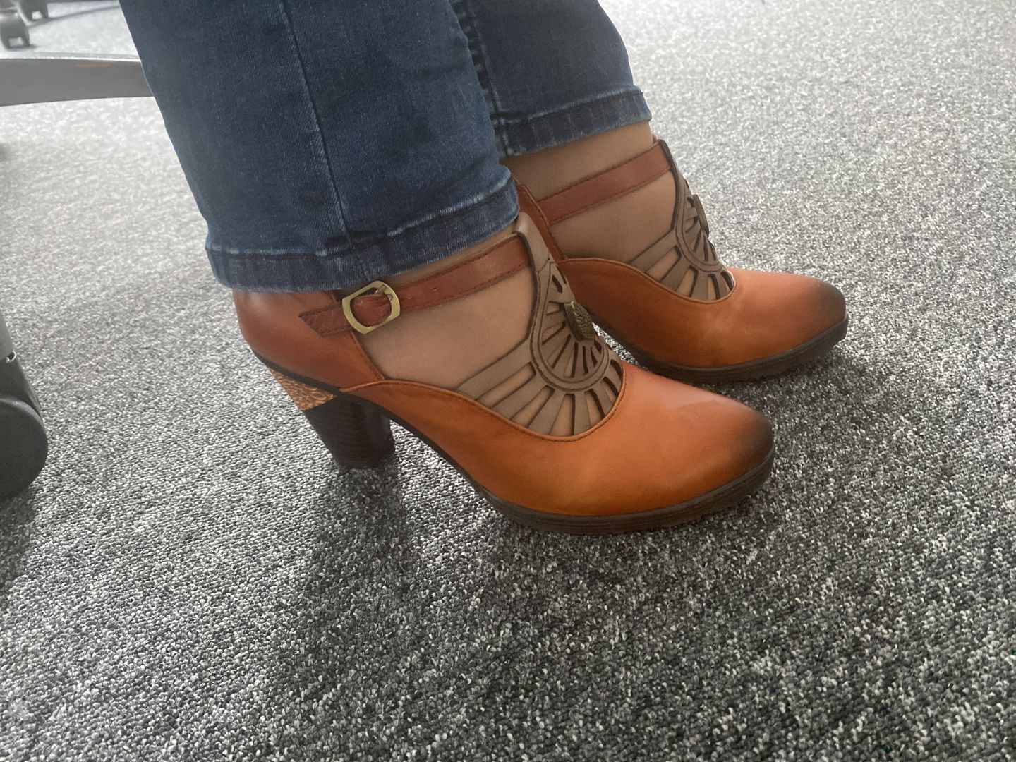 Customer photo review of Retro Leather Adjustable Belt High Heels