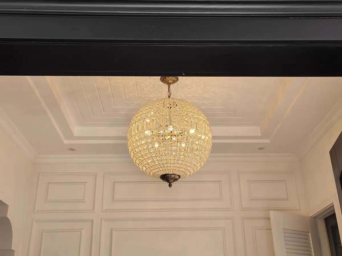 Customer photo review of French Antique Brass Crystal Globe Chandelier