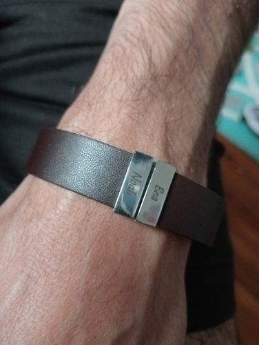 Customer photo review of Men’s Brown Leather Bracelet with Custom Beads