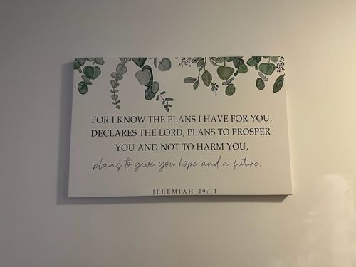 Customer photo review of 'Jeremiah 29:11' Framed Canvas