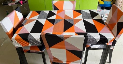 Customer photo review of DivineTrendz Exclusive - Prism Orange Elastic Chair & Table Cover