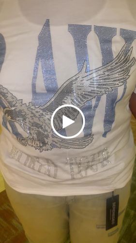 Customer video review of Men RAW World Tour Light Blue Bling Crew Neck T-Shirt