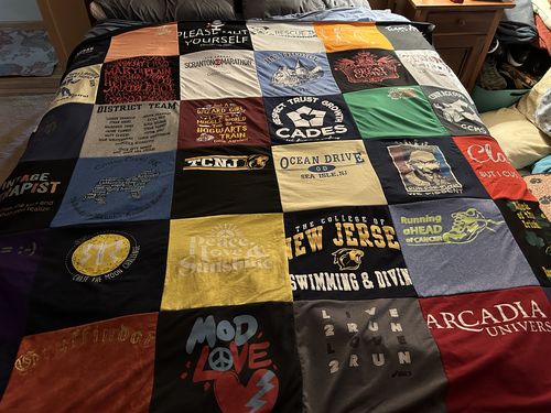 T-shirt quilt from the college of new jersey, arcadia university by Amy from PA