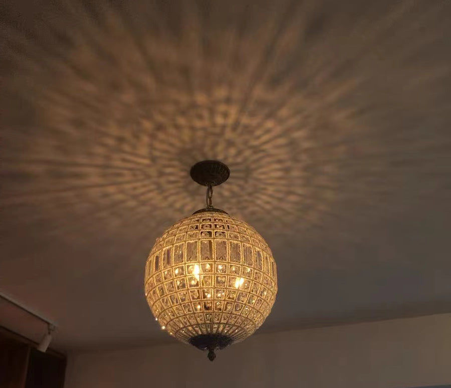 Customer photo review of French Antique Brass Crystal Globe Chandelier