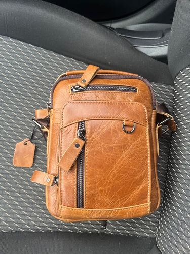 Customer photo review of Genuine Leather Designer Messenger Bag