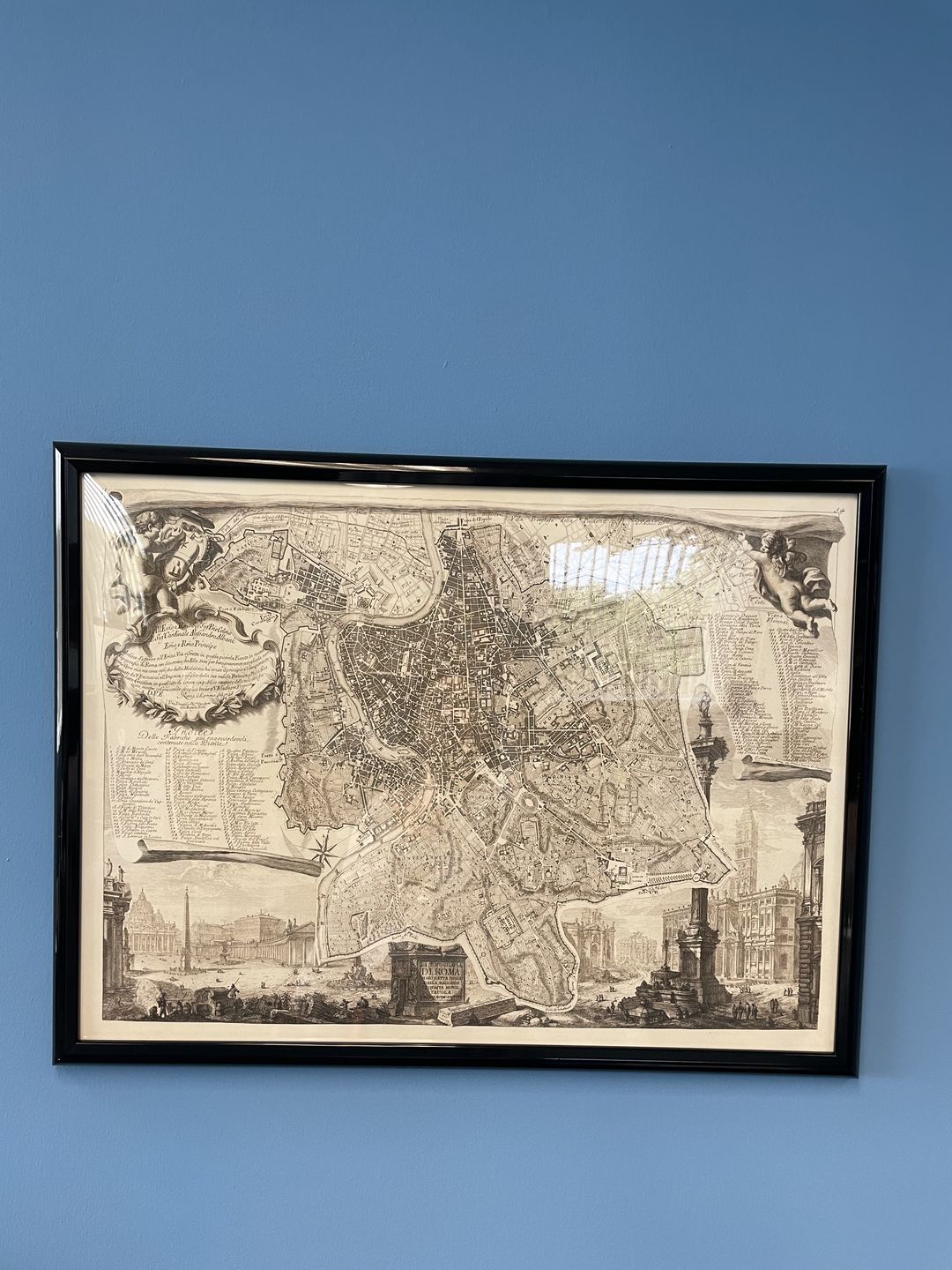 Customer photo review of Rare Old Map of Rome, Italy by Nolli & Piranesi, 1748 - Vatican, St Peter's Basilica, Trevi Fountain, Colosseum