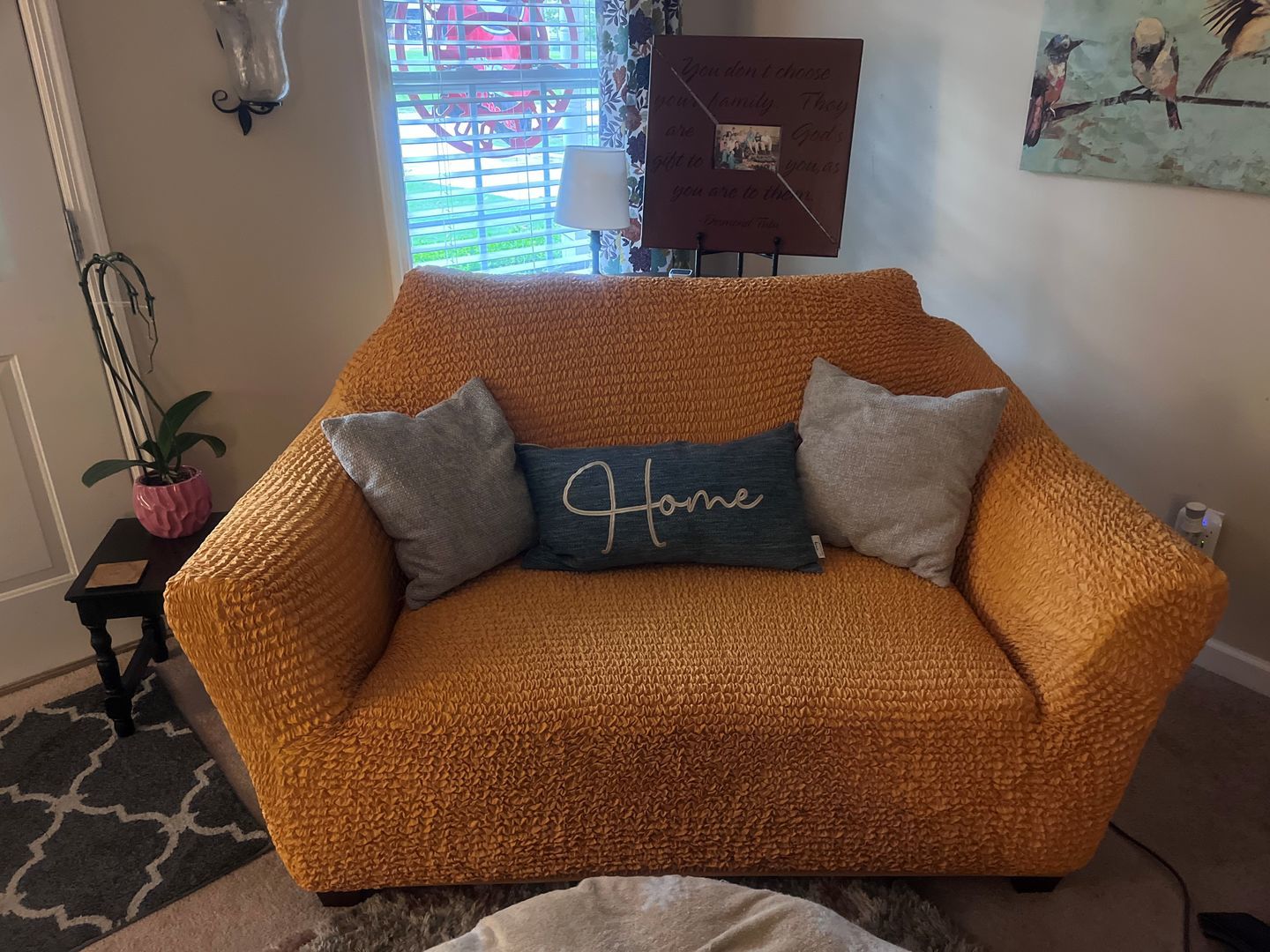 Customer photo review of 2 Seater Sofa Cover - Charcoal, Microfibra