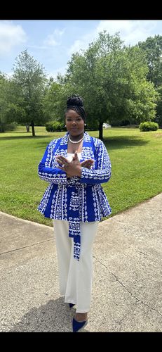 undefined review of Ankara Print Blazer - Blue and White image 1 out of 1