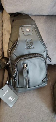 Customer photo review of Cowhide Leather Crossbody Chest Bag