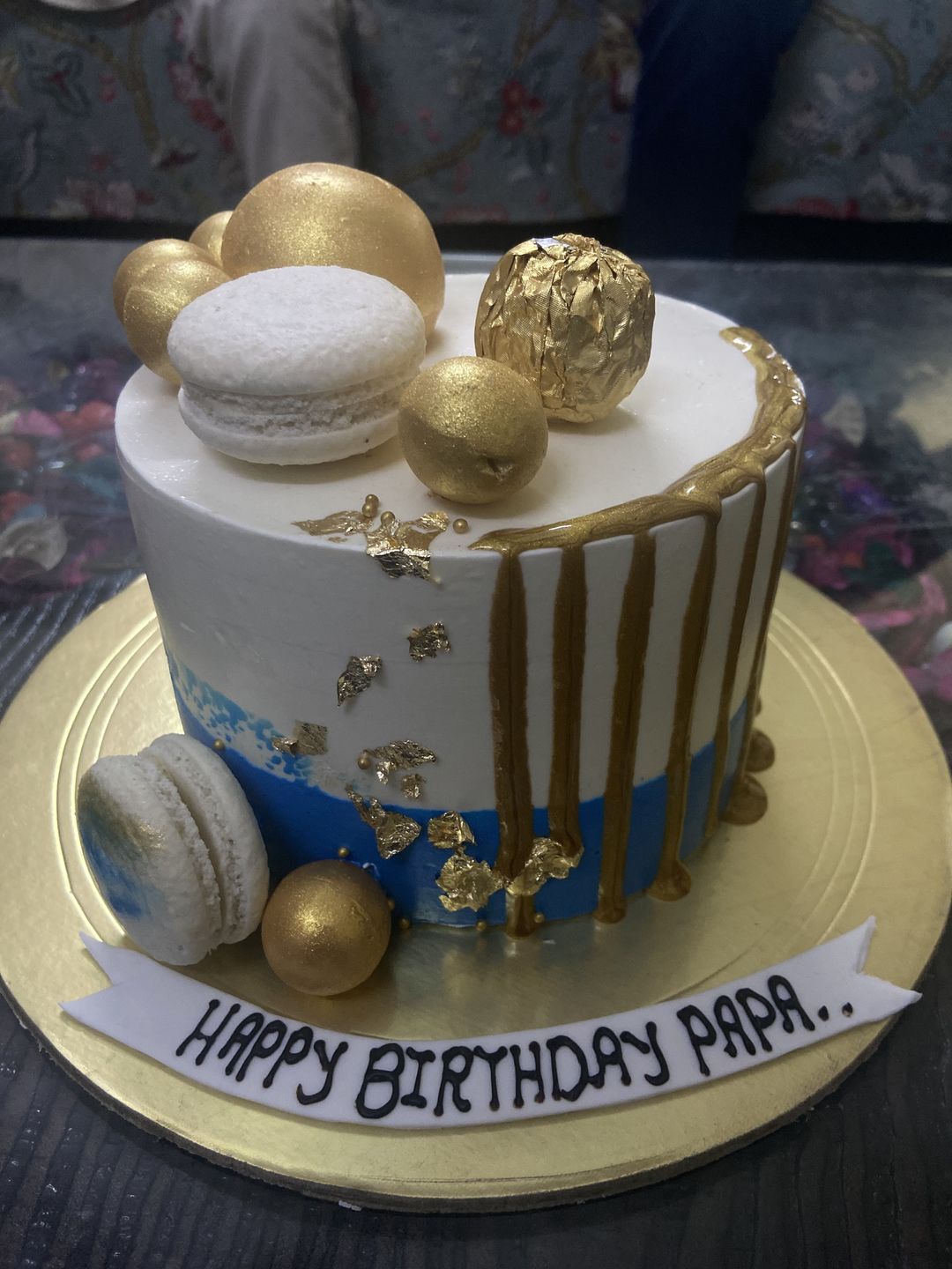Customer photo review of Blue Shade Drip Cake