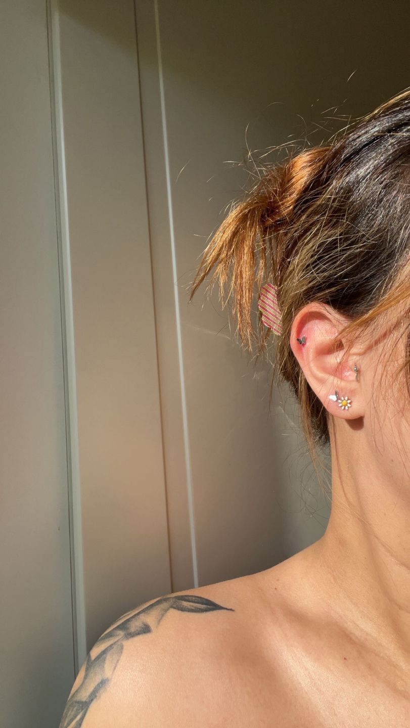 Customer photo review of Liza - Mini Butterfly Stud Earrings