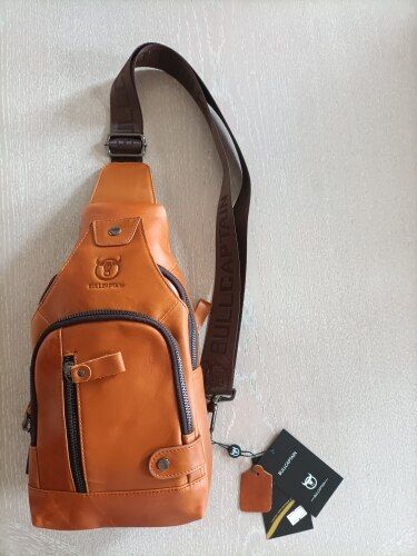Customer photo review of Cowhide Leather Crossbody Chest Bag