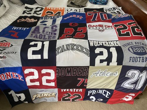 T-shirt quilt featuring yankees, wolverines by suzanne from GA