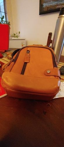 Customer photo review of Cowhide Leather Crossbody Chest Bag