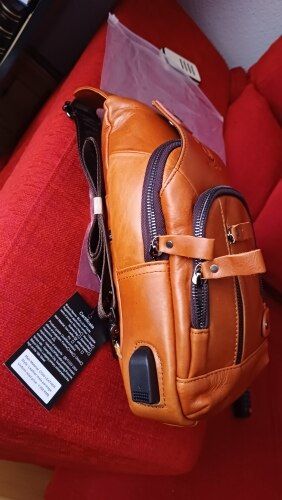 Customer photo review of Cowhide Leather Crossbody Chest Bag