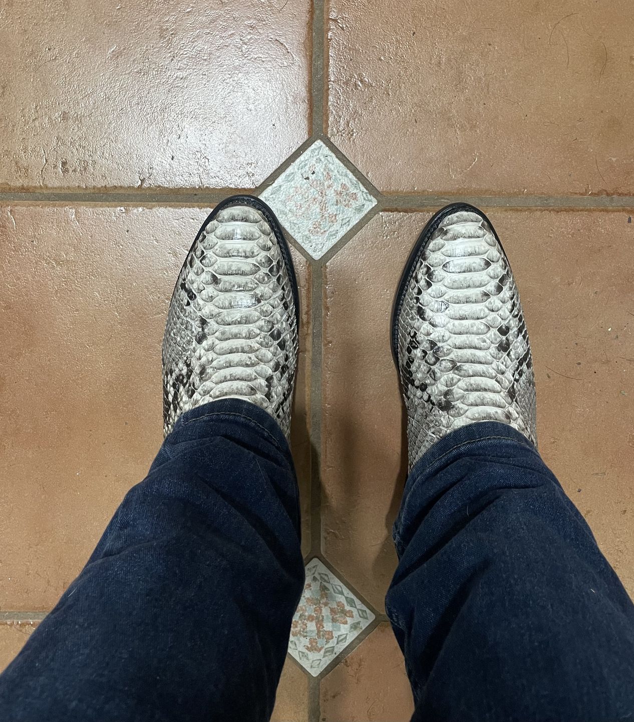 Customer photo review of Cowtown Men’s Back Cut Python Exotic Boots W808