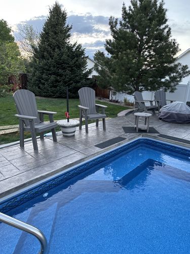Customer photo review of DuraWeather Poly® Upright Adirondack Chair & Two Tier 18" Round End Table Set