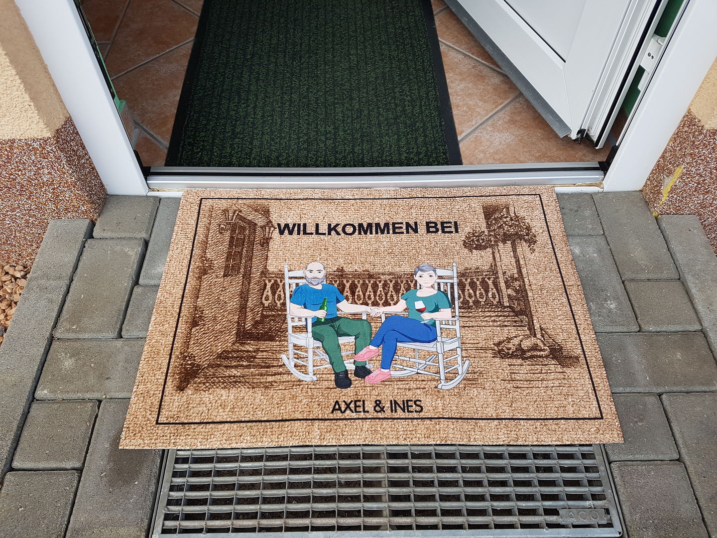 Customer photo review of Herzlich Willkommen - Paar-Fußmatte