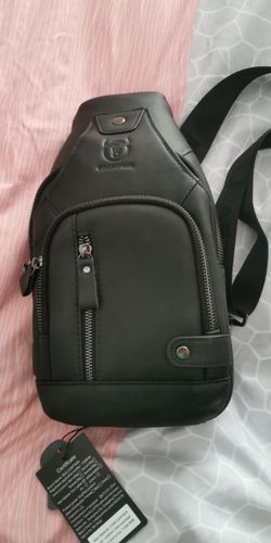 Customer photo review of Cowhide Leather Crossbody Chest Bag