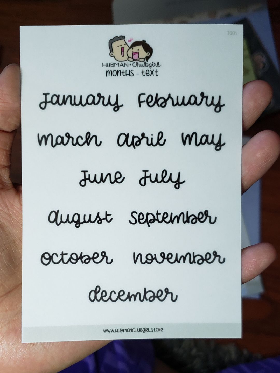 Customer photo review of Months Text Planner Stickers - Script