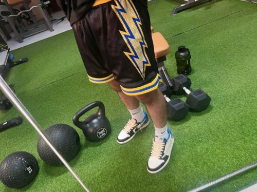 Customer photo review of Black Splash Bolts Basketball Shorts